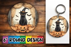 Fall Halloween Cat Round Design for Sublimation Projects Product Image 1