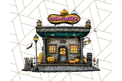 Halloween Buildings Clipart PNG, Haunted Houses Art Product Image 5