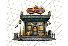 Halloween Buildings Clipart PNG, Haunted Houses Art Product Image 5
