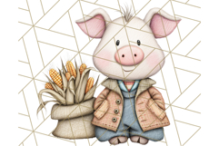 Fall Farm Animal Clipart, Autumn Barnyard PNG Illustrations Product Image 5