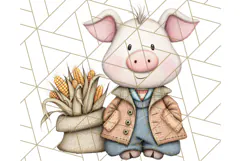 Fall Farm Animal Clipart, Autumn Barnyard PNG Illustrations Product Image 5