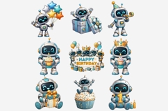 Robot Birthday Clipart | 10 PNG Files | Cute Robot Party Product Image 2