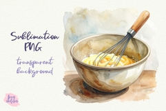 Whisk and Mixing Bowl Dough PNG Sublimation Baking Clipart Product Image 1