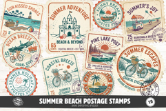 Summer Beach Postage Stamps Clipart Product Image 1