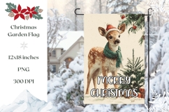 Merry Christmas Garden Flag, Winter Deer Sublimation Product Image 1
