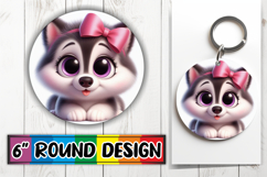 Blissful Round Keychains PNG, 3D Dog Product Image 1