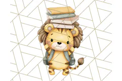 Cute Back to School Animals PNG Clipart with Books & Bags Product Image 5