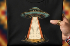 Retro UFO T-Shirt Graphics Bundle | Alien Spaceship PNG Product Image 4