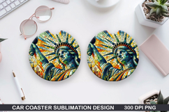 Liberty Car Coaster Sublimation| 4th Of July Coaster PNG Product Image 1