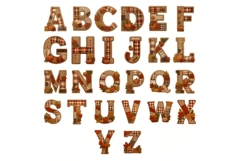 Fall Patchwork Alphabet PNG Bundle | Autumn Fabric Letter Product Image 6