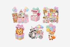 Ice Cream Birthday Clipart Bundle | Cute Animal Party PNG Product Image 2