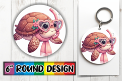 Enchanted Keychain Circle Design PNG, Turtle Product Image 1