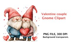 Watercolor Valentine couple gnome clipart, watercolor png Product Image 1