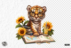 Animals Love Books and Sunflowers Png Product Image 1