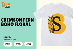 Crimson Fern Boho Floral Monogram Product Image 1