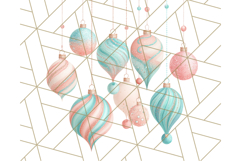 Coral and Aqua Christmas Clipart PNG, Pastel Holiday Art Product Image 5