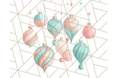 Coral and Aqua Christmas Clipart PNG, Pastel Holiday Art Product Image 5