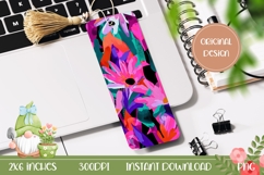 Neon Flowers Bookmark Printable, Nature Bookmark PNG Product Image 1