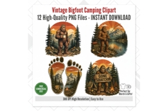 Vintage Bigfoot Camping Clipart PNG, 12 Sasquatch Outdoor Product Image 2