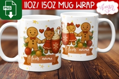 Cute Christmas mug wrap PNG, Gingerbread man mug template Product Image 3