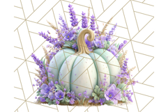 Pumpkin Clipart with Fall Flowers PNG Autumn Illustration Product Image 5