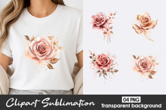 Peach Floral Watercolor Clipart PNG Product Image 1