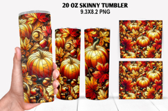 Pumpkins Skinny Tumbler 20oz Wrap Design, Halloween Tumbler Product Image 1