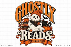 Ghostly Reads for Everyone PNG, Halloween Book Lover Product Image 4