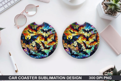 Haunted Bats Car Coaster Sublimation| Halloween Coaster PNG Product Image 1