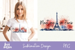 Eiffel Tower Fireworks Sublimation Design Paris PNG Clipart Product Image 1