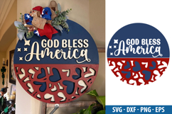 God Bless America Round Sign SVG - 4th of July Door Design Product Image 1