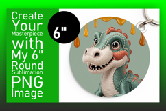 Whimsical Circle PNG Sublimation Design , Cute Dino Product Image 1