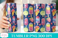 Ice popsicle tumbler wrap, Summer tumbler sublimation PNG Product Image 1