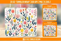 Cute Flower Seemless Tumbler Wrap Designs, Sublimation Wrap Product Image 1