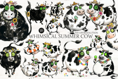 Whimsical Summer Cow Png Clipart Product Image 1