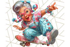 Wild Grandma Clipart PNGs, Funny Quirky Old Ladies Product Image 5