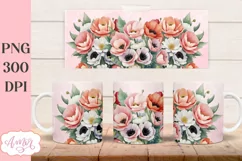 Watercolor floral mug wrap PNG for sublimation, spring mug Product Image 2