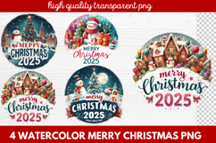 4 Watercolor Merry Christmas PNG | Festive Holiday Product Image 1