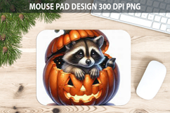 Raccoon Mouse pad Sublimation - Halloween Animal PNG Design Product Image 1