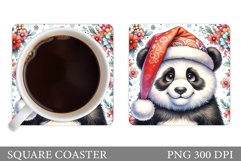 Christmas Panda Coaster. Christmas Coaster Sublimation Product Image 1