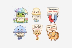 Funny Motivational Object Clipart Bundle, Cute Kawaii Product Image 2