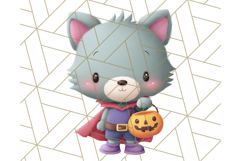 Kawaii Halloween Clipart Cute Kids and Candy Elements Png Product Image 5