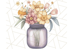 Flowers in Glass Jars PNG, Rustic Floral Watercolor Clipart Product Image 5