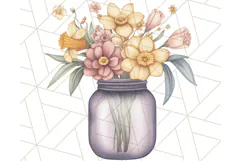 Flowers in Glass Jars PNG, Rustic Floral Watercolor Clipart Product Image 5
