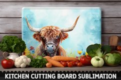 Highland Cow With Sunflowers Cutting Board Product Image 1