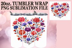 Sublimation Tumbler Wrap with Floral Heart Art 20oz Product Image 1