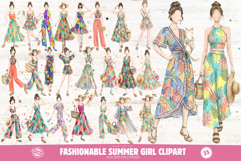 Fashionable Summer Girl Clipart Product Image 1