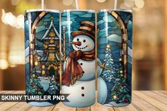 Stained Glass Christmas Snowman PNG Tumbler Design Product Image 1