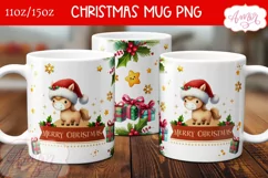 Merry Christmas mug wrap PNG, Horse lover mug template Product Image 1