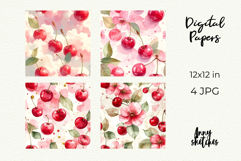 Cherry Coquette Digital Paper Cute Floral Seamless Pattern Product Image 2